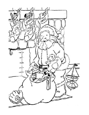 Kolorowanka każdy dostanie prezent od świętego Mikołaja